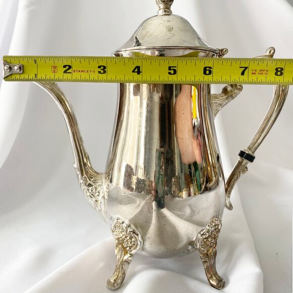 Vintage Silver Plated Coffee Pot with Floral Accents - Picture 10 of 11